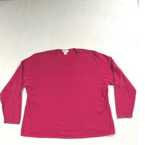 Marshall Fields Cashmere Sweater Magenta Pink Crew Neck Pullover Womens 3X